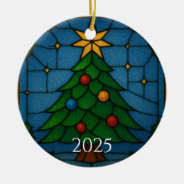 Tiffany Style Gebrandschilderde Kerstboom Ontwerp  Keramisch Ornament