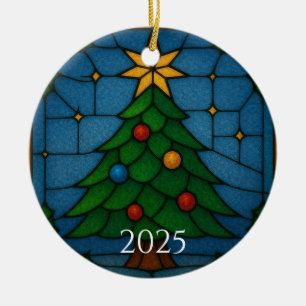 Tiffany Style Gebrandschilderde Kerstboom Ontwerp Keramisch Ornament