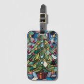 Tiffany-Style Stained Glass Christmas Tree Bagagelabel (Voorkant (verticaal))