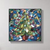 Tiffany-Style Stained Glass Christmas Tree Canvas Afdruk (Voorkant)