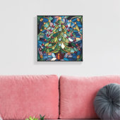 Tiffany-Style Stained Glass Christmas Tree Canvas Afdruk (Insitu (Woonkamer))