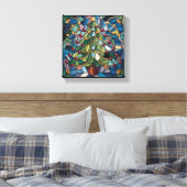 Tiffany-Style Stained Glass Christmas Tree Canvas Afdruk (Insitu (Slaapkamer))