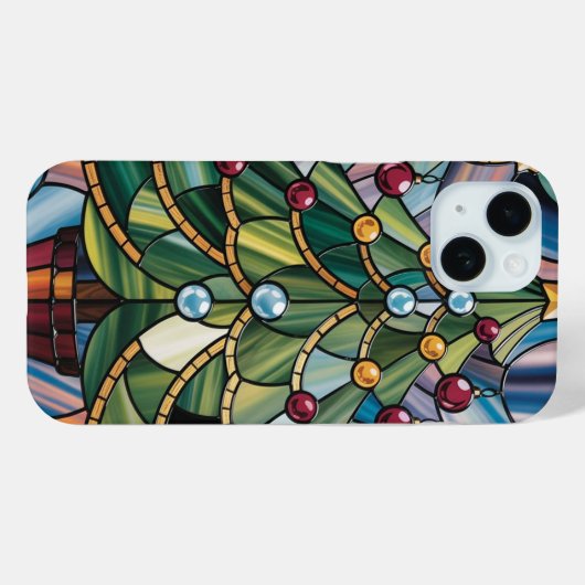 Tiffany-Style Stained Glass Christmas Tree Case-Mate iPhone Case (Achterkant (horizontaal))