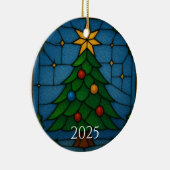 Tiffany Style Stained Glass Christmas Tree Design  Keramisch Ornament (Rechts)