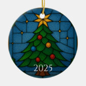 Tiffany Style Stained Glass Christmas Tree Design  Keramisch Ornament (Voorkant)