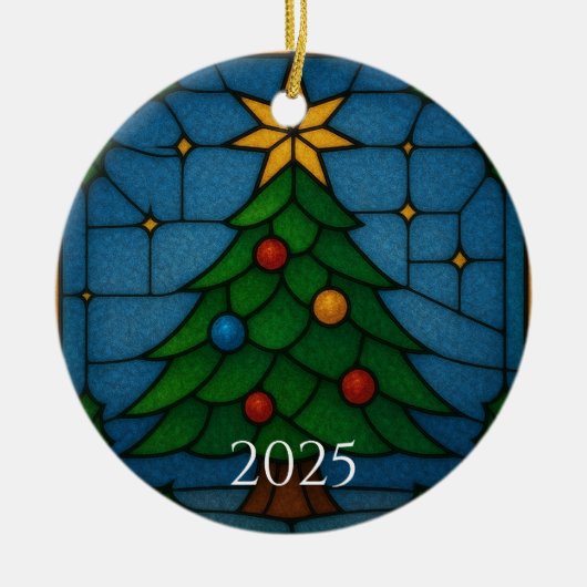 Tiffany Style Stained Glass Christmas Tree Design  Keramisch Ornament (Voorkant)