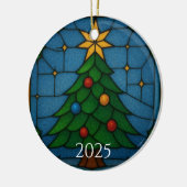 Tiffany Style Stained Glass Christmas Tree Design  Keramisch Ornament (Links)