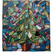 Tiffany-Style Stained Glass Christmas Tree Douchegordijn (Voorkant)