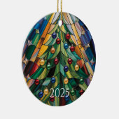 Tiffany-Style Stained Glass Christmas Tree Keramisch Ornament (Rechts)