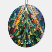 Tiffany-Style Stained Glass Christmas Tree Keramisch Ornament (Links)