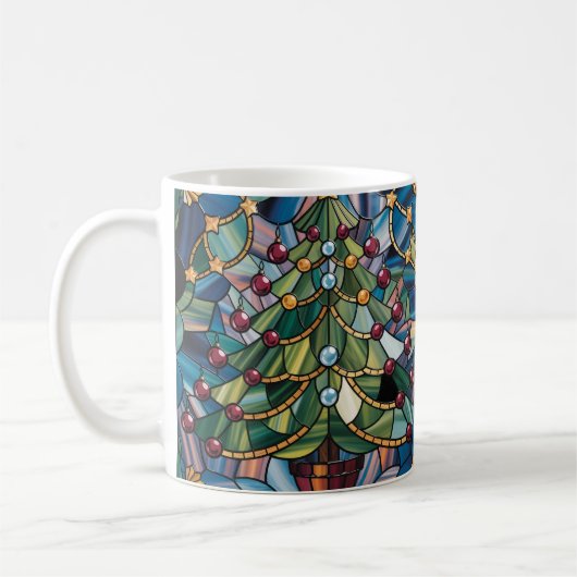 Tiffany-Style Stained Glass Christmas Tree Koffiemok (Links)