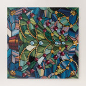 Tiffany-Style Stained Glass Christmas Tree Legpuzzel (Horizontaal)