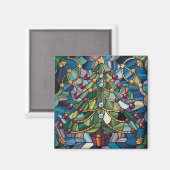 Tiffany-Style Stained Glass Christmas Tree Magneet (Voorkant / Achterkant)