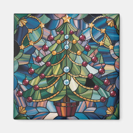 Tiffany-Style Stained Glass Christmas Tree Magneet