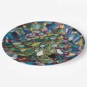 Tiffany-Style Stained Glass Christmas Tree Papieren Bordje (Gekanteld)