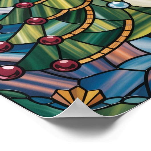 Tiffany-Style Stained Glass Christmas Tree Poster (Hoek)