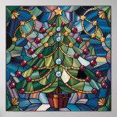 Tiffany-Style Stained Glass Christmas Tree Poster (Voorkant)