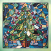 Tiffany-Style Stained Glass Christmas Tree Raamsticker (Vel 3)