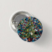 Tiffany-Style Stained Glass Christmas Tree Ronde Button 3,2 Cm (Voorkant /achterkant)