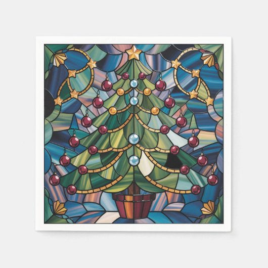 Tiffany-Style Stained Glass Christmas Tree Servet (Voorkant)