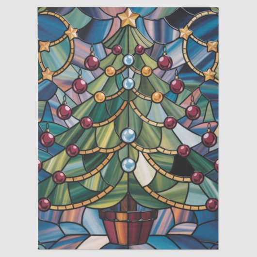 Tiffany-Style Stained Glass Christmas Tree Tissuepapier (Voorkant)
