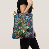 Tiffany-Style Stained Glass Christmas Tree Tote Bag (Dichtbij)