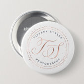 Tiffany Styles Navy Blue & Roos Gold Company Logo Ronde Button 7,6 Cm (Voorkant /achterkant)