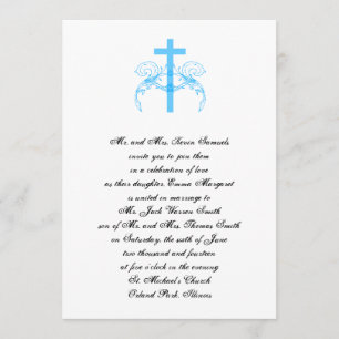 Tiffany Turquoise Cross Christelijke Wedding Invit Kaart