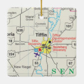 Tiffin Ohio Road Map Keramisch Ornament (Achterkant)