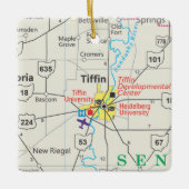 Tiffin Ohio Road Map Keramisch Ornament (Voorkant)