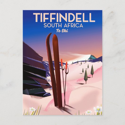 Tiffindell Zuid-Afrika Ski-poster Briefkaart (Voorkant)