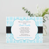 Tiffny Blue Bridal Shower Invitations Damask Kaart (Staand voorkant)