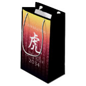 Tiger 虎 Red Gold Chinese Zodiac Lunar Symbol Klein Cadeauzakje (Achterkant Gekanteld)