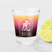 Tiger 虎 Red Gold Chinese Zodiac Lunar Symbol Shot Glas (Voorkant)