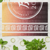 Tiger 虎 Red Gold Chinese Zodiac Lunar Symbol Theedoek (Gevouwen)