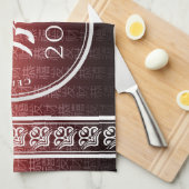 Tiger 虎 Red Gold Chinese Zodiac Lunar Symbol Theedoek (Quarter Fold)