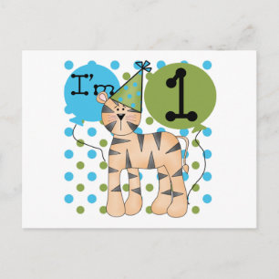 Tiger 1e verjaardag T-shirts en geschenken Briefkaart