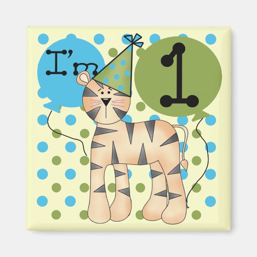 Tiger 1e verjaardag T-shirts en geschenken Magneet (Voorkant)