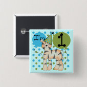 Tiger 1e verjaardag T-shirts en geschenken Vierkante Button 5,1 Cm (Voorkant /achterkant)