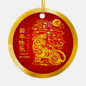 Tiger 2022 Chinese Lunar New Year Gold Foil Red Keramisch Ornament (Voorkant)