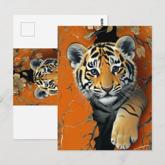 Tiger 3D-illusie Briefkaart (Voorkant / Achterkant)