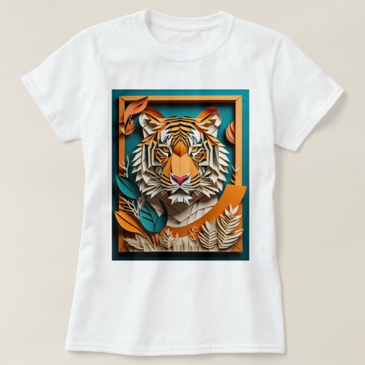Tiger 3D Paper Art Design T-shirt (Design voorkant)