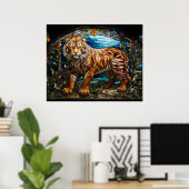 *~* TIGER 5:4 Gold AP68 Fantasy Glas in lood Poster (Thuiskantoor)