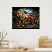 *~* TIGER 5:4 Gold AP68 Fantasy Glas in lood Poster (Keuken)