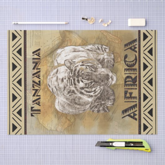 Tiger Africa Travel Poster Tissuepapier (Craft)