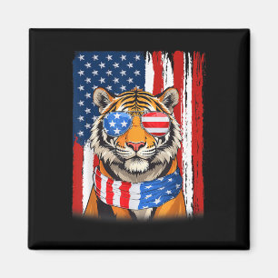 Tiger Amerikaanse vlag Mannen Vrouwen 4 juli Patri Magneet
