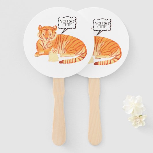 Tiger and Bunny Friendship - Leuke Dierenillustrat Handwaaier (Voorkant en achterkant)