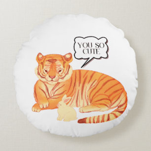 Tiger and Bunny Friendship - Leuke Dierenillustrat Rond Kussen
