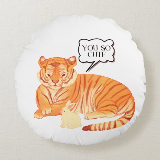 Tiger and Bunny Friendship - Leuke Dierenillustrat Rond Kussen (Voorkant)