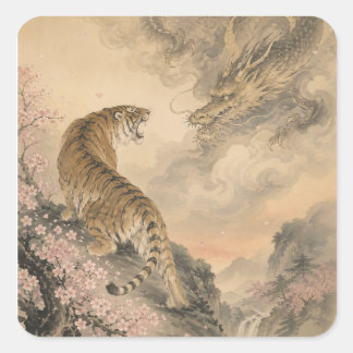 tiger and doragon vierkante sticker